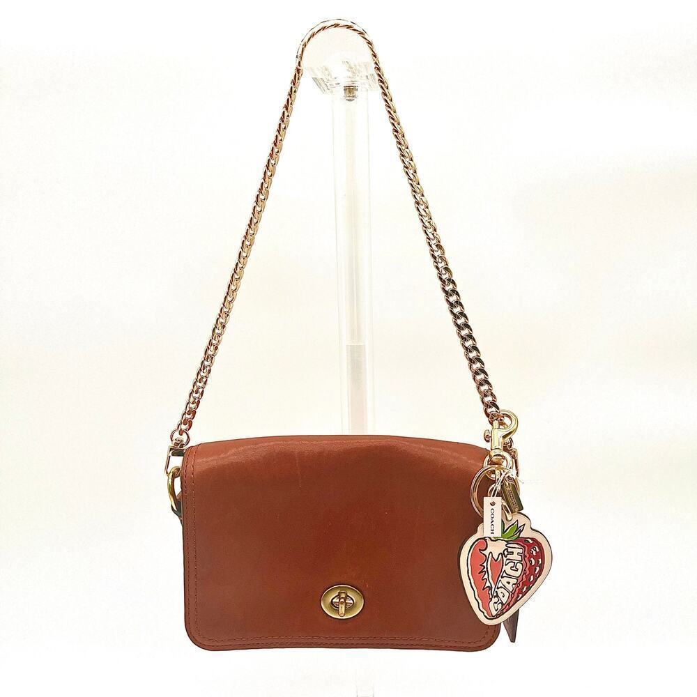 COACH NWT Strawberry Bag Charm Keychain, Leather Keychain - Picture 7 of 7